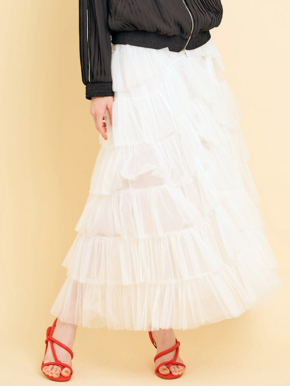 White Tiered Tulle Skirt
