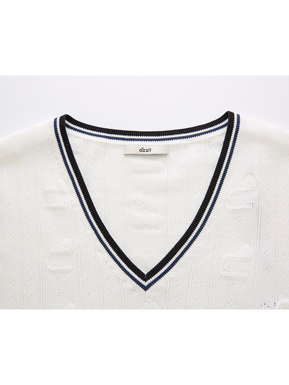 Bi-color Line Knit Vest