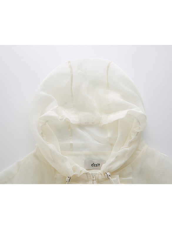 Frill Design Sheer Blouson
