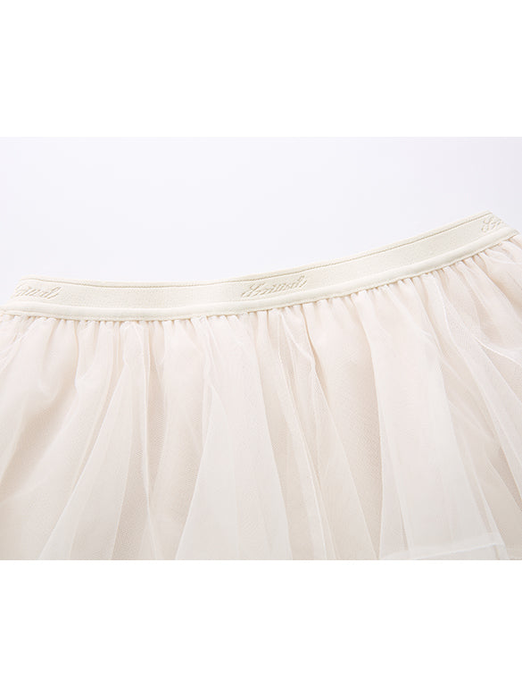 White Tulle Short Length Skirt