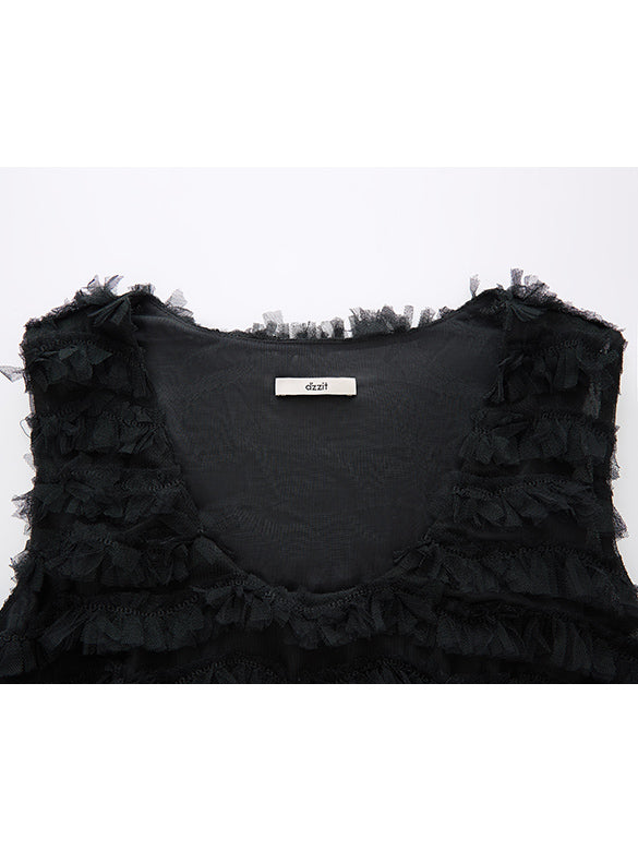 Tulle Combination Sleeveless Dress