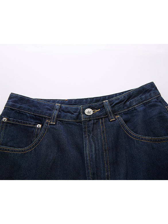 Roll-up Rigid Denim Pants