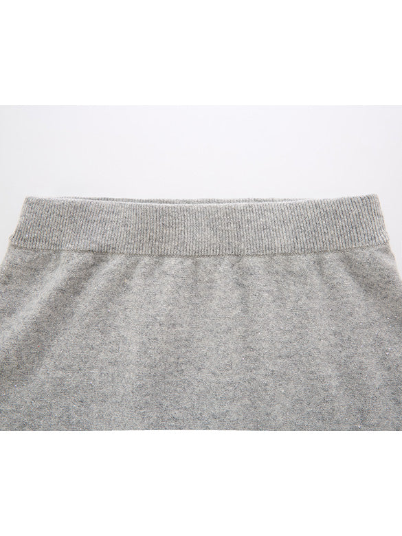 Glitter Damage Knit Skirt