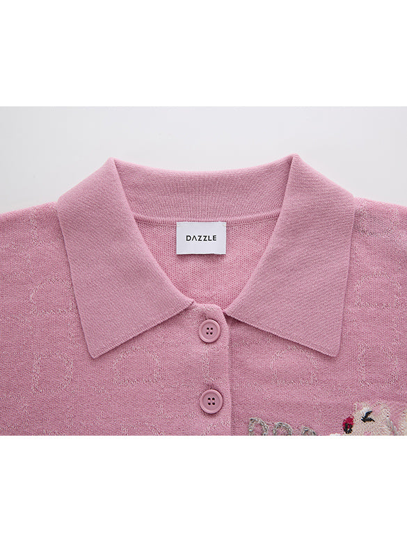 Animal Embroidery Polo Knit