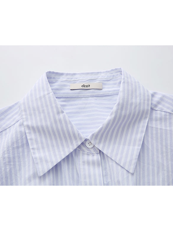 Ribbon Tuck Stripe Shirt Dress