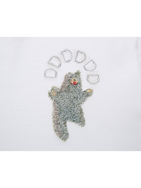 One-point Bear Sequins T-shirt