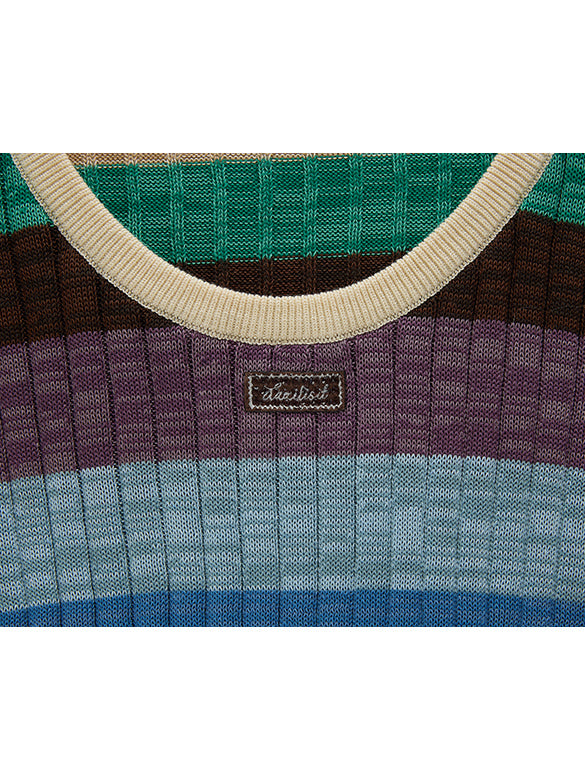 Bi-color Stripe Knit Top