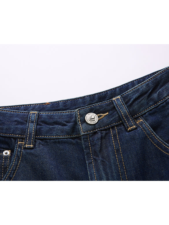 Roll-up Rigid Denim Pants