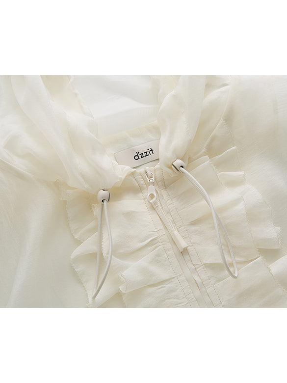 Frill Design Sheer Blouson