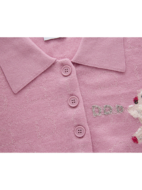 Animal Embroidery Polo Knit