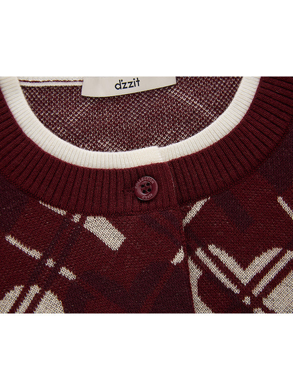 Monogram Bias Plaid Knit Cardigan