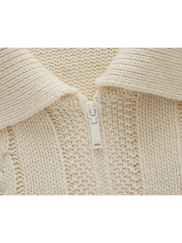 d Logo Pattern Design Zipper Knit Outer