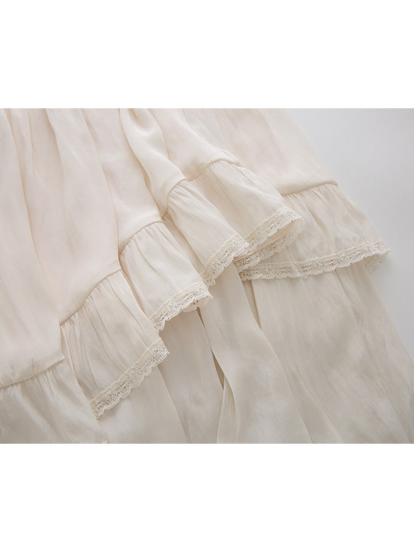 Satin Drape Asymmetry Skirt