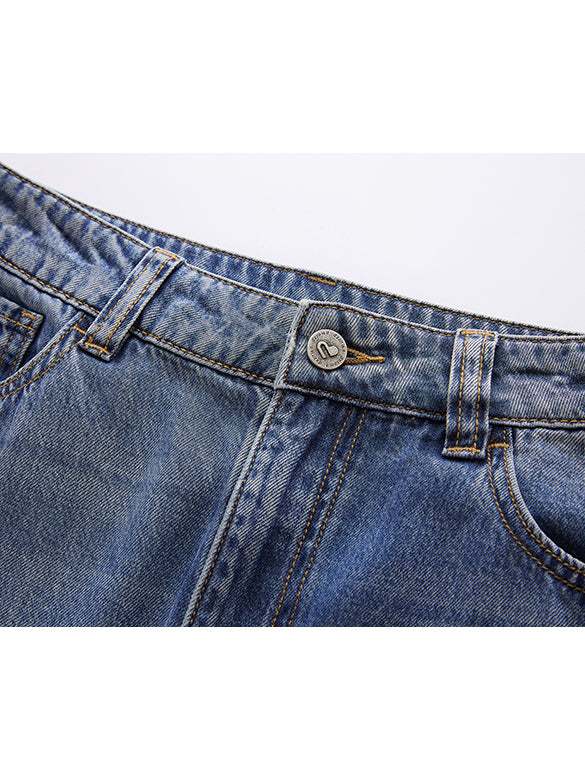 Printed Denim Pants