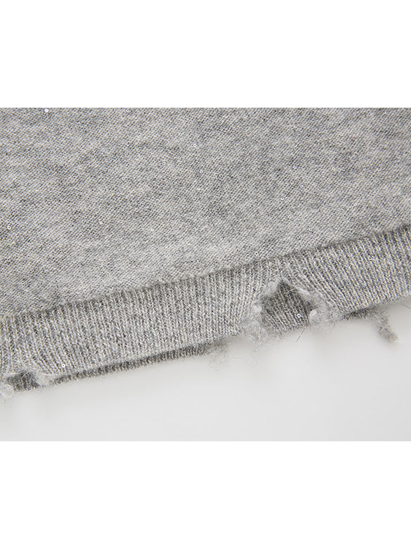 Glitter Damage Knit Skirt