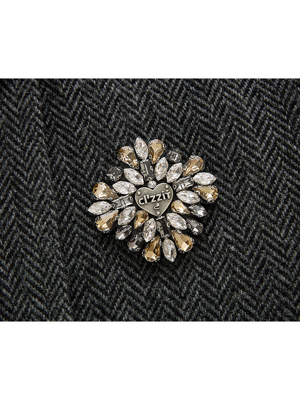 Brooch Herringbone Double Coat
