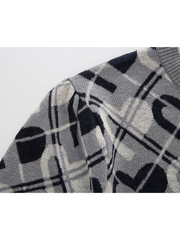 Monogram Bias Plaid Knit Top