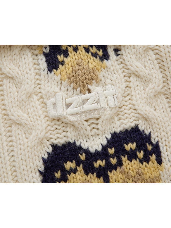 d Logo Pattern Design Zipper Knit Outer