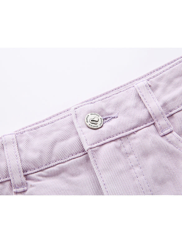 Purple Denim Cargo Short Length Pants