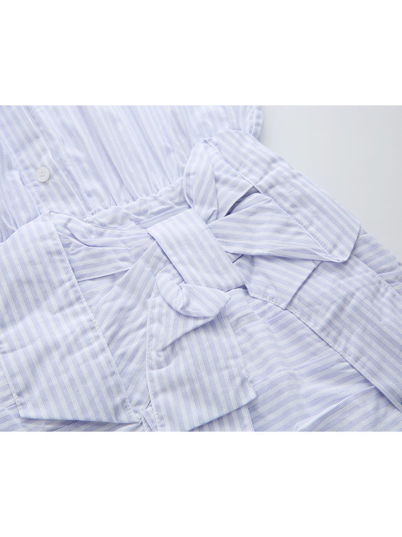 Ribbon Tuck Stripe Shirt Dress