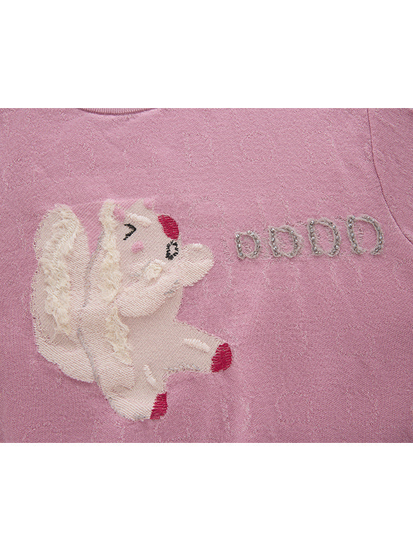 Animal Embroidery Knit Top