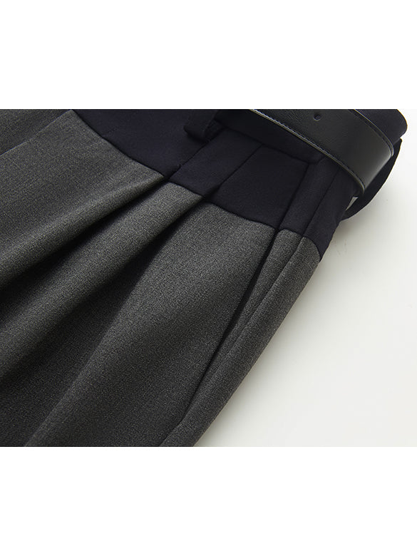 Waist Bi-color Tuck Pants