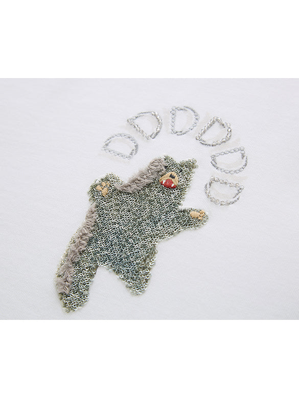 One-point Bear Sequins T-shirt