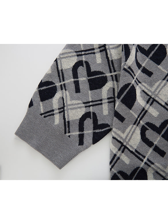 Monogram Bias Plaid Knit Top