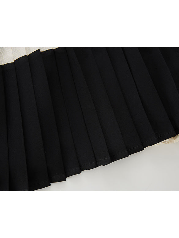 Pattern Mixed Pleats Skirt