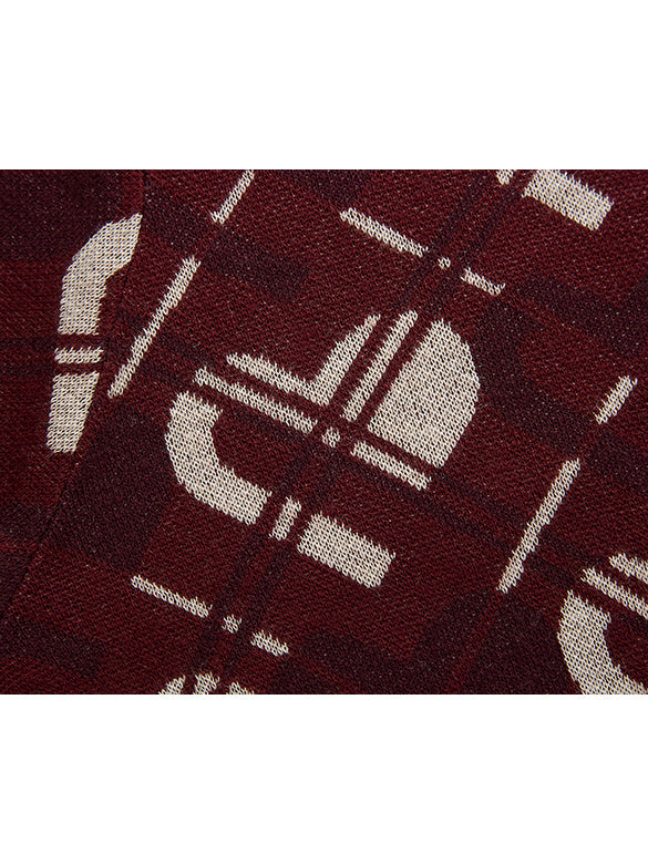 Monogram Bias Plaid Knit Cardigan
