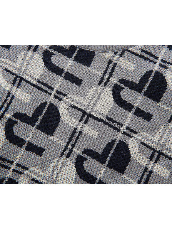 Monogram Bias Plaid Knit Top