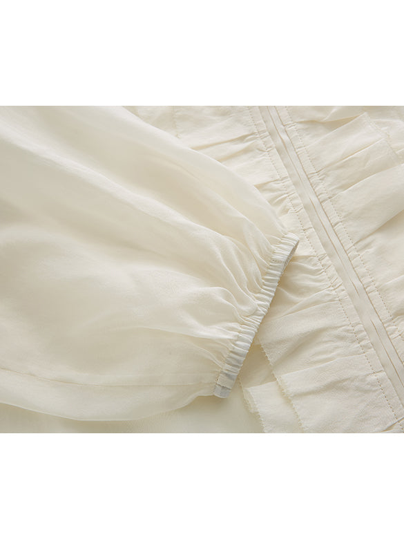 Frill Design Sheer Blouson