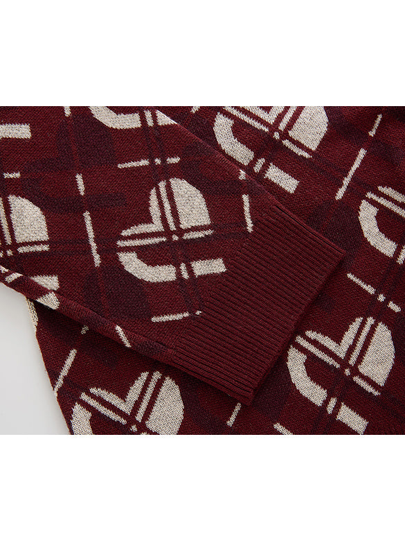 Monogram Bias Plaid Knit Cardigan
