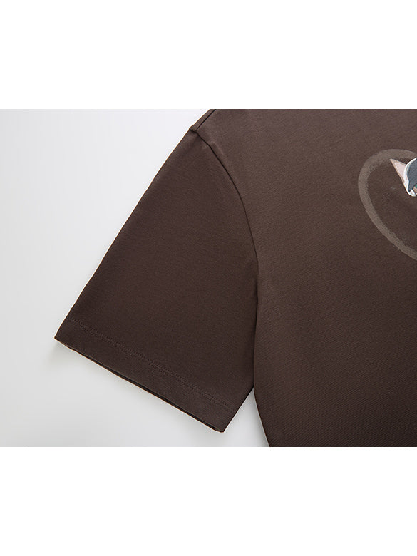Cat Printed Badge T-shirt