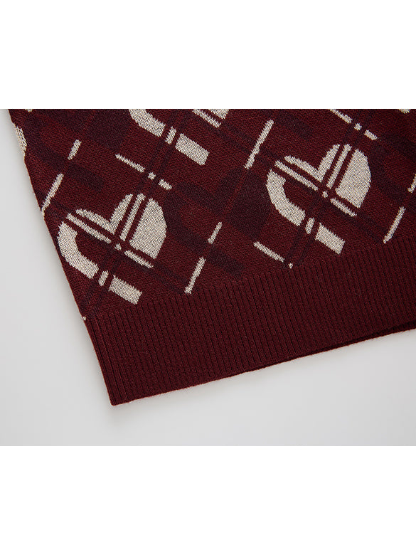 Monogram Bias Plaid Knit Cardigan
