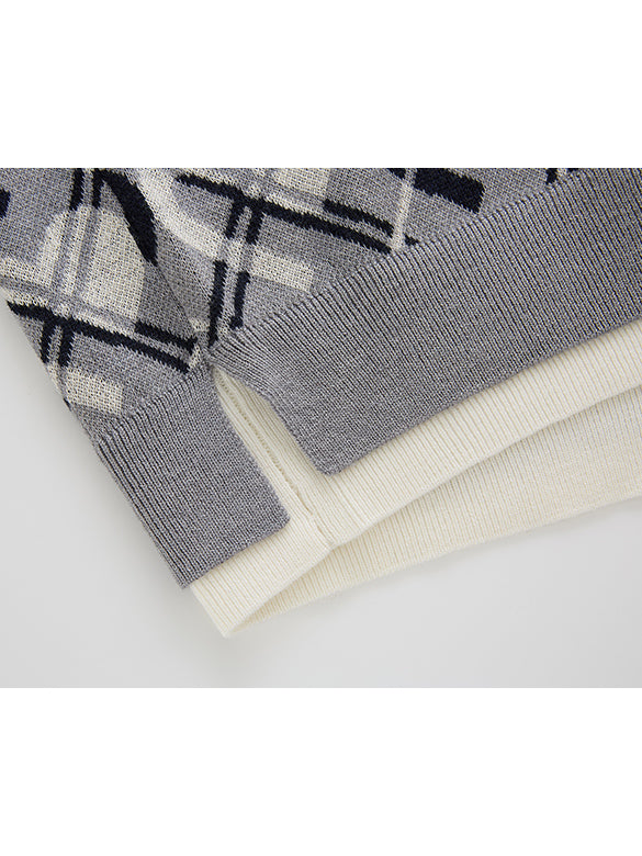 Monogram Bias Plaid Knit Top