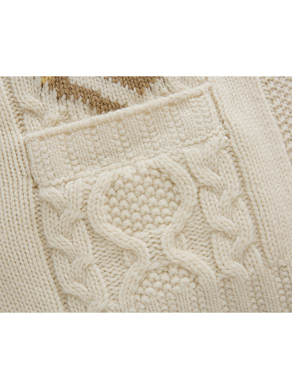 d Logo Pattern Design Zipper Knit Outer
