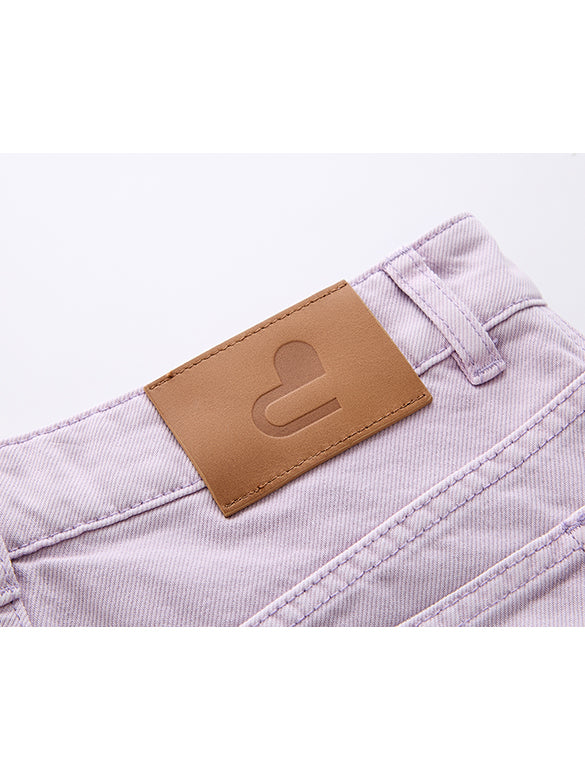 Purple Denim Cargo Short Length Pants