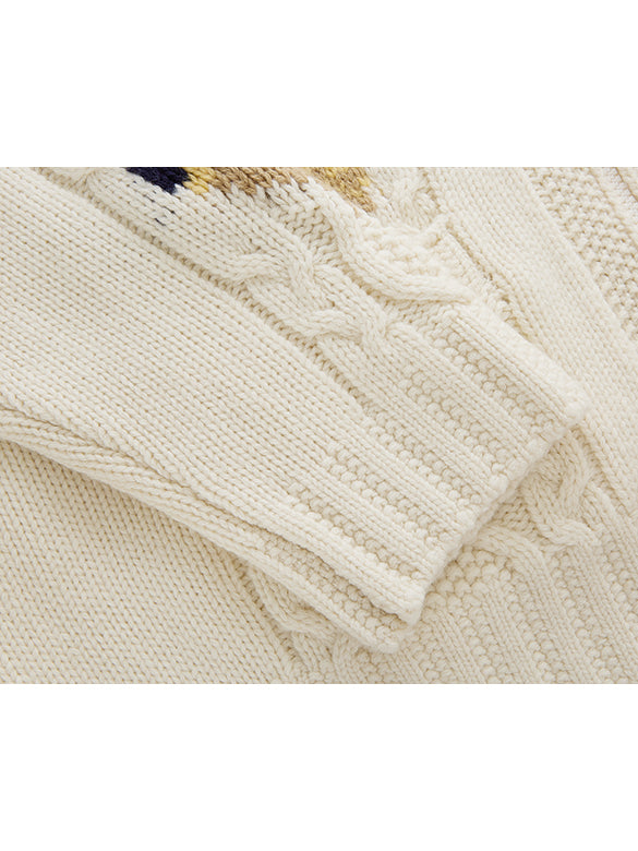 d Logo Pattern Design Zipper Knit Outer