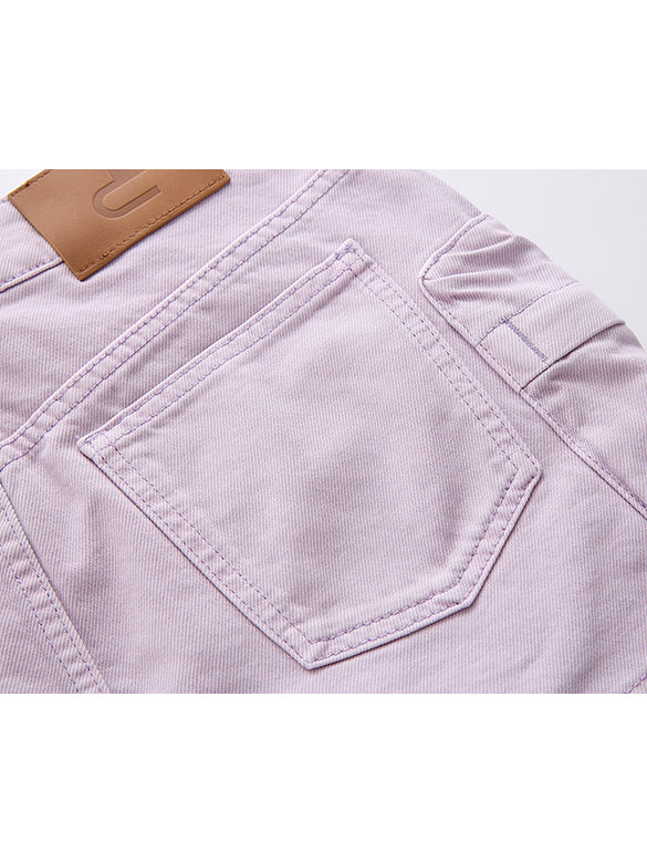 Purple Denim Cargo Short Length Pants