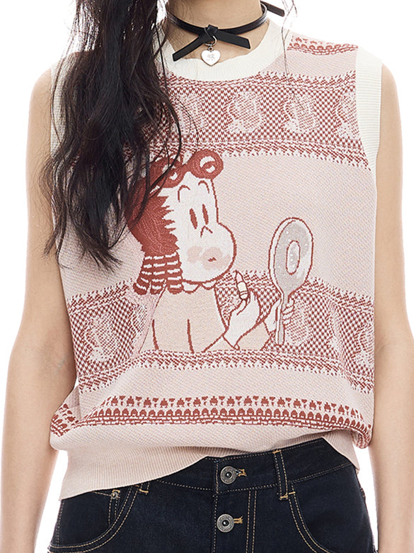 Sequins & Embroidery Sleeveless Knit Top