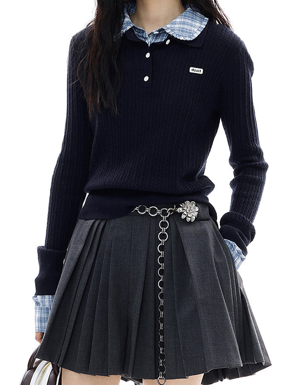Blouse Layered Knit Top