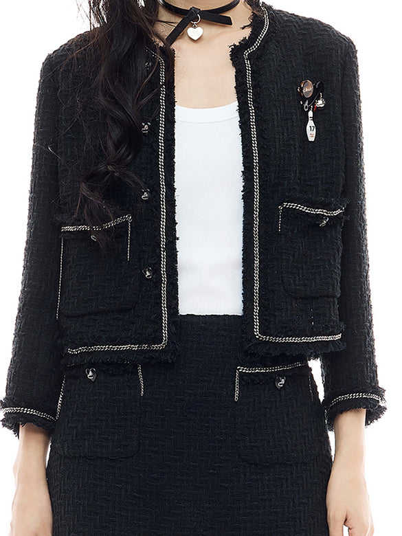 Brooch & Chain Tweed Jacket