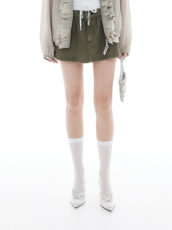 Micro Short Length Denim Skirt