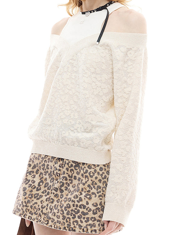 Leopard Pattern Layered Knit Top