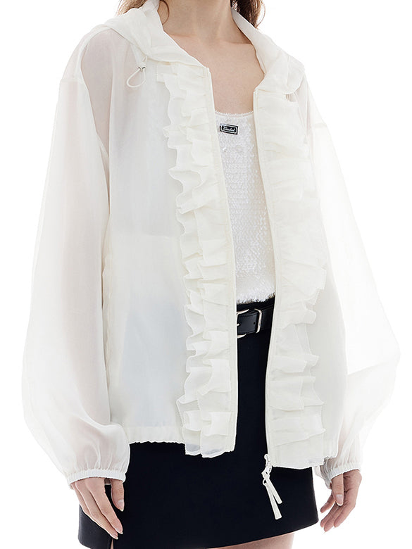 Frill Design Sheer Blouson