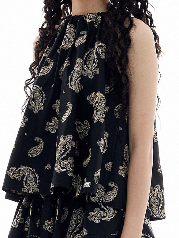 Paisley Pattern Holter-neck Top