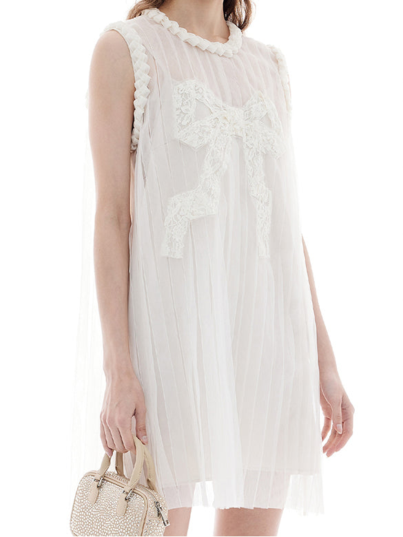 Ribbon Tuck Sheer Dress