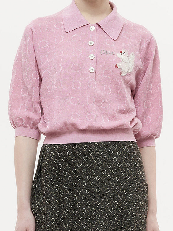 Animal Embroidery Polo Knit