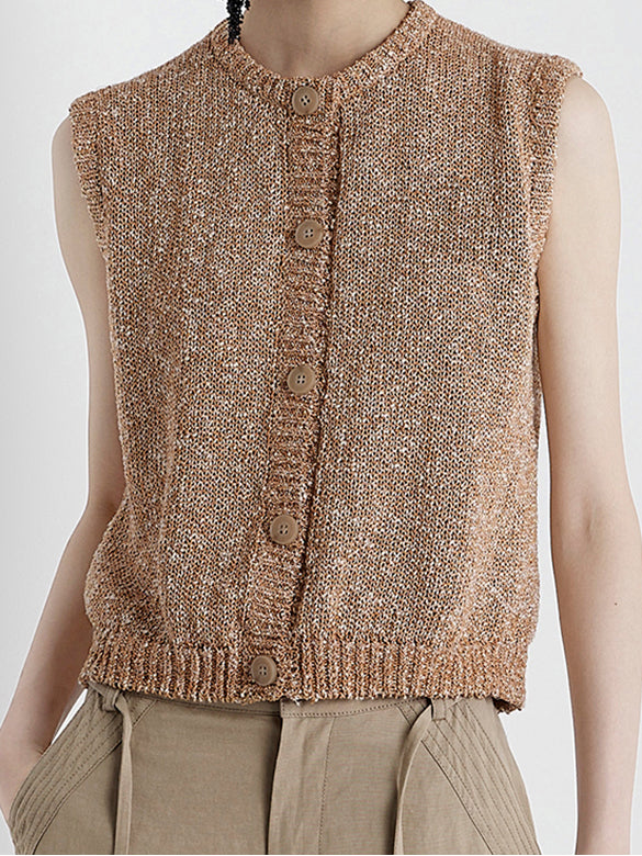 Glitter Sleeveless Knit Cardigan